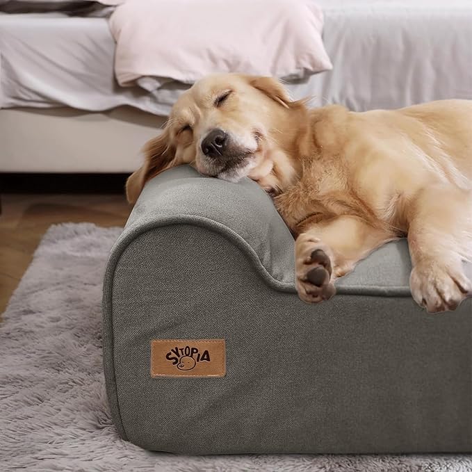 Sytopia XXL 35D Memory Foam Dog Bed for Extra Large Dogs – 7" Thick Orthopedic Pet Couch for Seniors and Big Breeds up to 150 Pounds, with Water-Resistant Liner & Washable Cover – Dark Grey