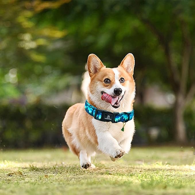 Lionheart glory Dog Collar Green Cute Collar for Large Dogs Spring Summer Female or Male Collars Pets Gift Adjustable Heavy-Duty Pet Collars