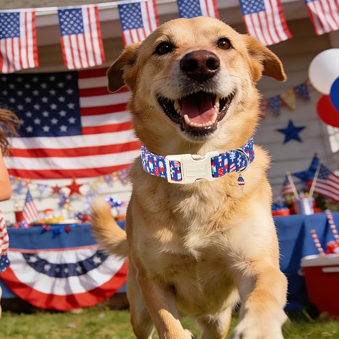 4th of July Dog Collar for Small Dogs, Summer Popsicle Patriotic Dog Collars, Adjustable Breathable Quick-Release Buckle Collars for Small Dogs, XS