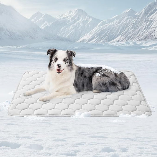 EHEYCIGA Cooling Mat for Dogs, 44" x 32"(Q-Max>0.53), Washable Dog Cooling Mat, Portable Kennel Cooling Pet Pad for Summer, Non-Slip Summer Crate Pad for Large Dog, Grey