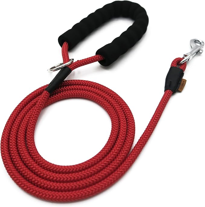 Dog Leash, Braided Rope Traction – Walking Training Lead for Small Dogs ((1/3") x 6FT, Red)
