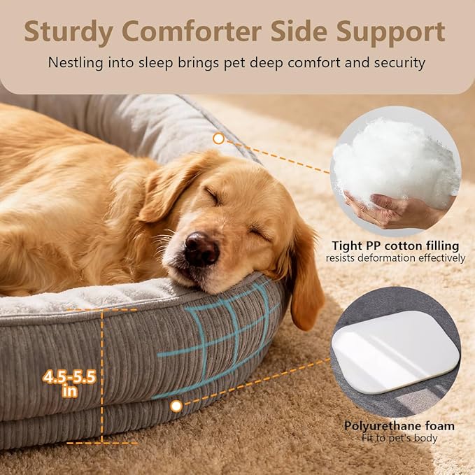 Washable Pet Cat Dog Bed Small Medium,Memory Foam Calming Pet Puppy Dog Crate Beds Cushion for Small Medium size Dogs Indoor Cats Crate,Pet Dog Cat Crate Mat with Detachable Bottom and Bolster Cushion