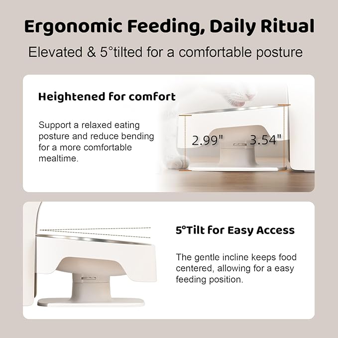 SARPAWS Automatic Cat Feeder, 6L WiFi Smart Pet Food Dispenser with App Control, Elevated 5° Slanted Stainless Steel Bowl, Timed Feeding for Cats and Dogs, Voice Recorder, Dual Power Supply