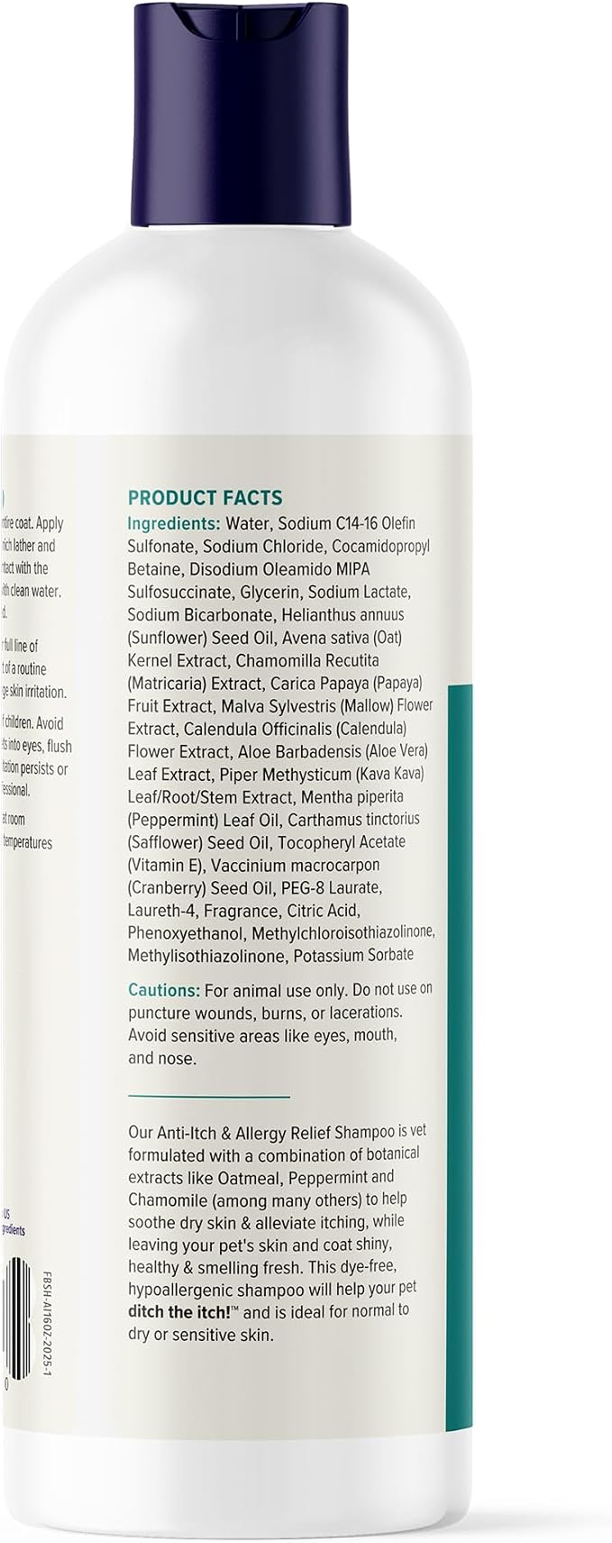 Vetnique Dermabliss Anti Itch Oatmeal Dog Shampoo for Itchy Skin & Allergies, Soap Free Dog Shampoo with Aloe & Chamomile, Sensitive Skin Allergy Relief, Gentle Dog Wash (Regular Strength Dog Shampoo)