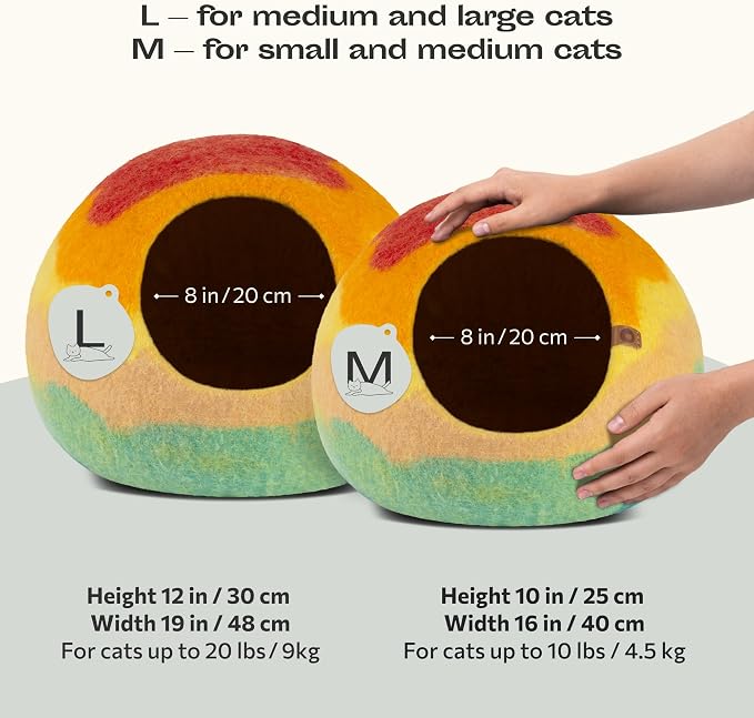 MEOWFIA Cat Cave – Premium Felt Cat Enclosure for Indoor Cats, Handmade Merino Wool (Tucson Sunset, Medium)