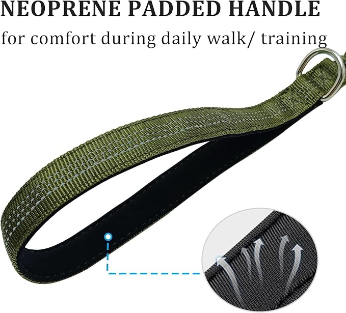 WYuZe 4ft Bungee Dog Leash Reflective Soft Handle Small Medium Dogs No Pull | Stretch Shock Absorbing Nylon Leash for Anti-pull Walking Training