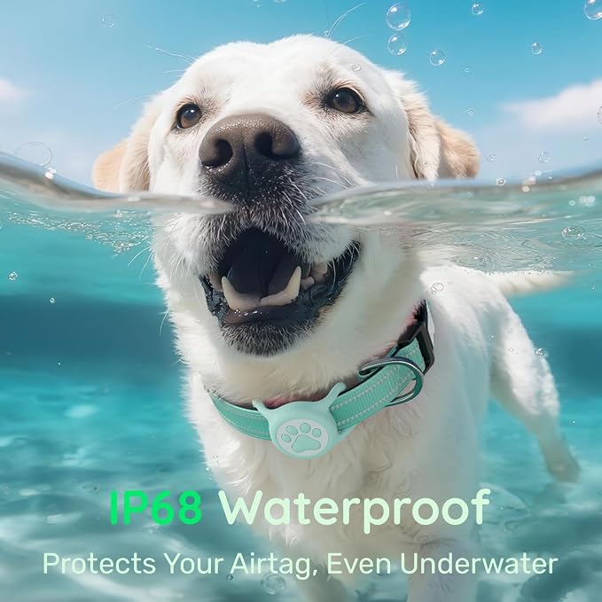Airtag Dog Collar, Reflective Ultra-Durable Nylon Padded with QR Code Buckle & IP68 Waterproof Air Tag Holder Compatible for Apple AirTag, Comfortable for Small Medium Large Dogs (Green, XS)