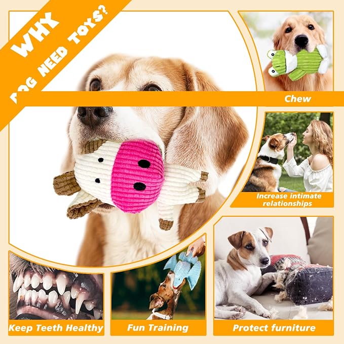 MRSOHRET 5 Pack Dog Toys Squeaky, Tough Stuffed Plush Puppy Chew Toys for Teething, Durable Plush Dog Toy for Large Medium Small Breed to Keep Them Busy