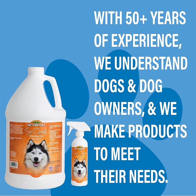 Bio-Groom So Quick Dry Dog Aid - Detangler for Dogs & Cats, Shortens Drying Time, Unscented, Cruelty-Free, Made in USA, Dog Grooming Products - 1 Gallon