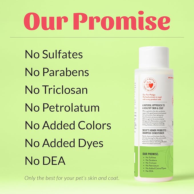 Skout’s Honor Probiotic Natural Dog Shampoo and Conditioner with Avocado Oil & Omega-3s, Gentle Puppy Shampoo, Hydrating Dog Conditioner, 97% Natural, Paraben & Sulfate-Free, Cruelty-Free, 16 oz