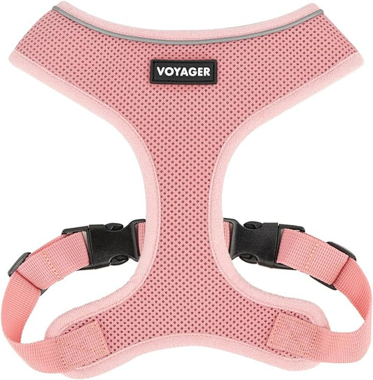 Best Pet Supplies Voyager Aerolite Over the Head Dog Harness, No Pull Breathable Air Mesh Vest, Quick Dry with Reflective Stitching, Adjustable Escape Resistant Harness - Pink, Small