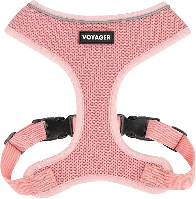 Best Pet Supplies Voyager Aerolite Over the Head Dog Harness, No Pull Breathable Air Mesh Vest, Quick Dry with Reflective Stitching, Adjustable Escape Resistant Harness - Pink, Medium