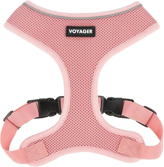 Best Pet Supplies Voyager Aerolite Over the Head Dog Harness, No Pull Breathable Air Mesh Vest, Quick Dry with Reflective Stitching, Adjustable Escape Resistant Harness - Pink, Medium