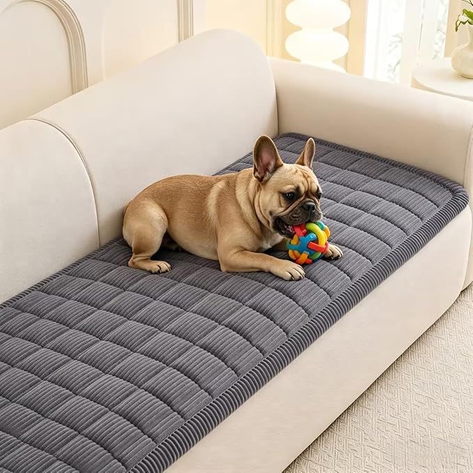 MEETSKY Couch Cover for 3 Cushion Couch Sofa, Grey Sofa Covers for Dogs Washable, Non-Slip Sofa Protector Pet Friendly Dog Mats for Couches Soft Furniture Covers, 27.6" x 82.7", Dark Grey