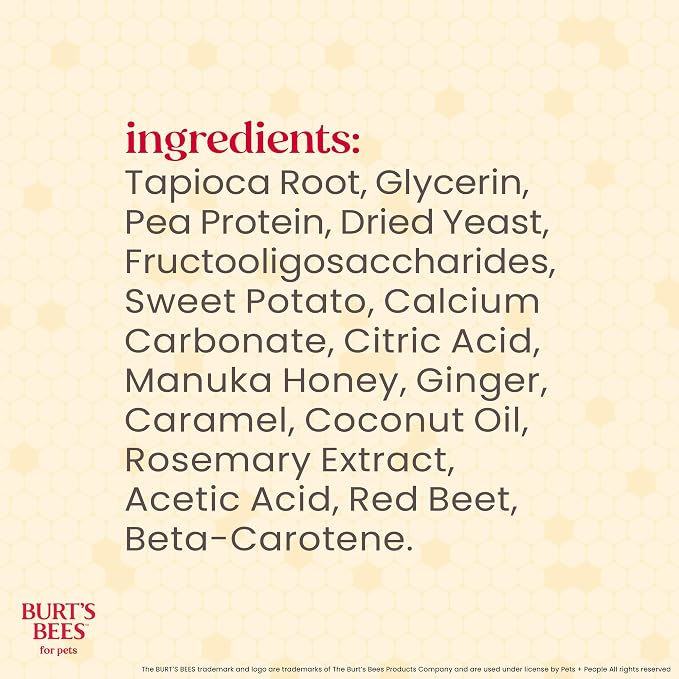 BURT'S BEES FOR PETS Dental Treats for Dogs with Manuka Honey & Ginger, 98% Natural Origin, Holistic Oral Care, Freshens Breath, Sweet Potato Flavor, Small Size, 10 ct, 6.8 Oz