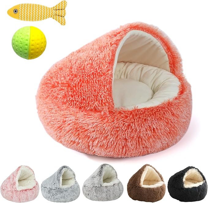 Cozy Cocoon Dog Bed, 2026 New Cozy Cocoon Pet Bed for Dogs, 3D Spacious Design, Resistant to Collapse, Strong Support, Warm & Non-Slip, Soft & Washable, Enclosed Cat Cave Bed (Orange, Large)