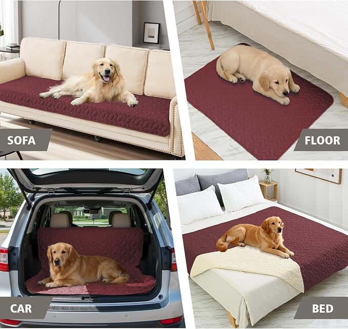Ameritex Pet Bed Cover Dog Bed Blanket for Sofa and Furniture Waterproof New Pattern Design (68x82 Inch, Burgundy)