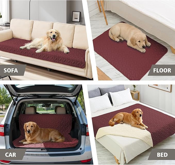 Ameritex Waterproof Pet Bed Cover Anti-Slip Dog Bed Blanket for Sofa and Furniture Waterproof New Pattern Design (Burgundy, 30x53 Inch (Pack of 1))