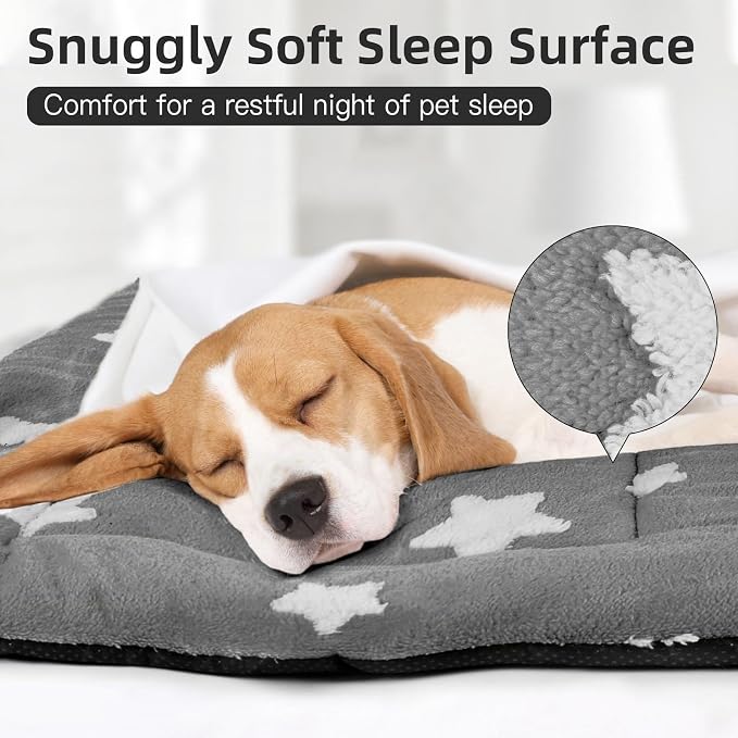 Mora Pets Dog Crate Pad Crate Bed Mat Small Dog Bed Washable Cute Star Pet Kennel Bed for Dog Cage Ultra Soft Flat Puppy Cat Kitten Pillow for Sleeping Anti-Slip Grey 24 x 18 inch 2 Pack