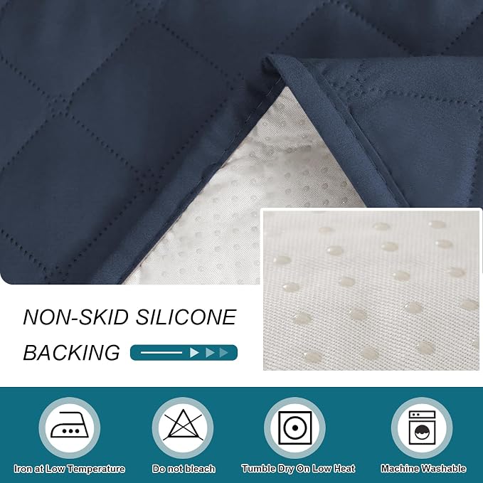 Turquoize 100% Waterproof Sofa Covers Chaise Lounge L Shape Sofa Protector Slip Cover Triple Non-Slip Sofa Slipcover for Chaise Sectional Couch Cover for Pets, Kids (Chaise, Navy)