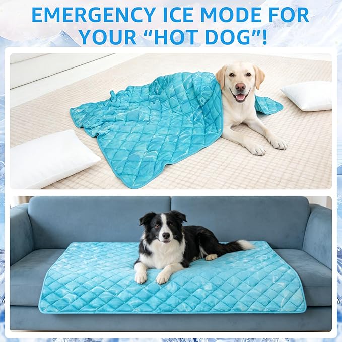 SCENEREAL Dog Cooling Mat for Small Meduim Breeds Dogs, 28"x40" Reversible Self- Cooling Mat for Summer Heat, Ice Cool Soft Pet Throw Blanket Use in Couch, Car, Seat, Bed- Machine Washable