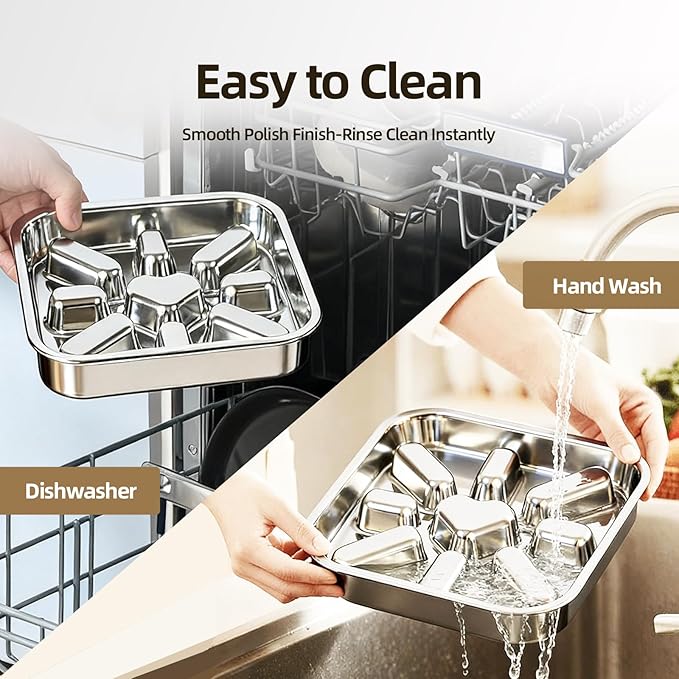 Stainless Steel Slow Feeder Dog Bowls Large & Medium Breed 3 Cups, Food Grade 304, Non-Slip Base, Deep Ridges to Slow Eating, Metal Slow Feeder Dog Bowls, Dishwasher & Chew-Proof & Rustproof (2 Pack)