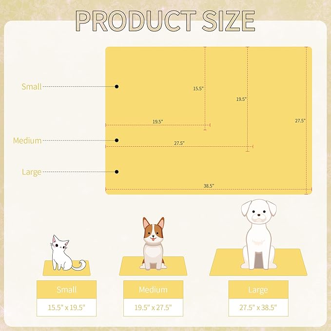 NACOCO Pet Cooling Mat Cat Dog Cushion Pad Summer Cool Down Comfortable Soft for Pets and Adults (S, Yellow)