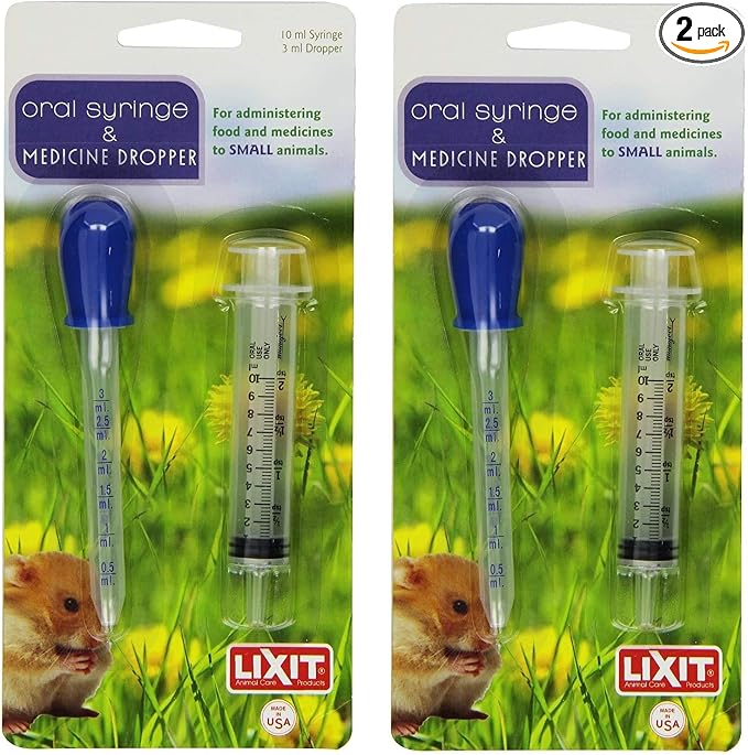 Lixit® Nursing and Hand Feeding Syringe and Bottle Kits for Cats, Rabbits, Puppies and Other Pets (Syringe + Dropper Pack of 2)