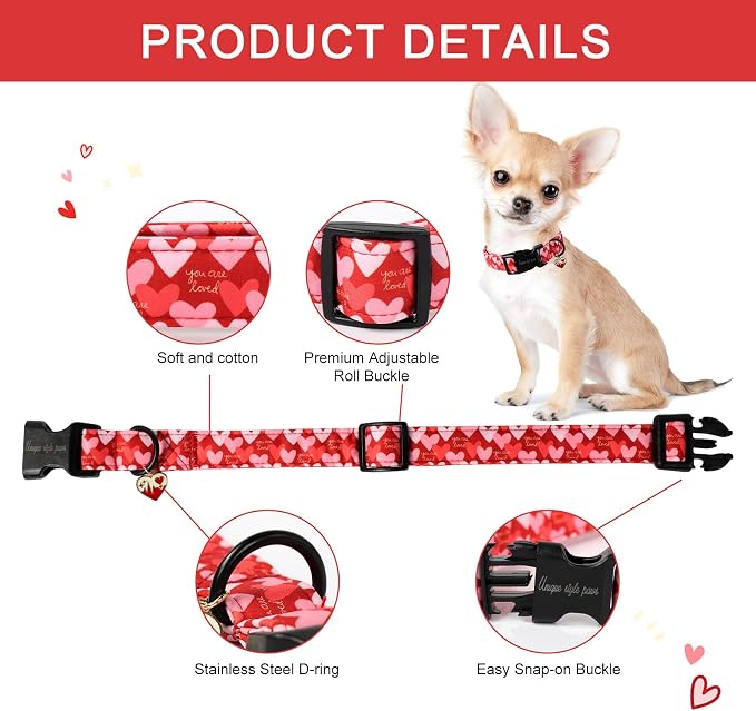 Unique style paws Valentine's Day Dog Collar Plastic Buckle Collar with Pendant Red Pink Love Gift Wedding Small Medium Large Boys Girls Dogs