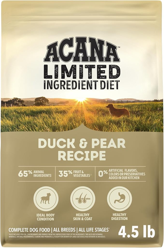 ACANA Singles Limited Ingredient Grain Free High Protein Dry Dog Food Duck & Pear Recipe 4.5lb Bag