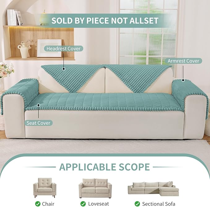 Fuzzy Pet Couch Covers for Dogs Washable, Thick Couch Covers for 3 Cushion Sofa Pet Friendly, Non Slip Plush Dog Couch Cover for for Sectional, Loveseat (Turquoise, 27.6" x 83")