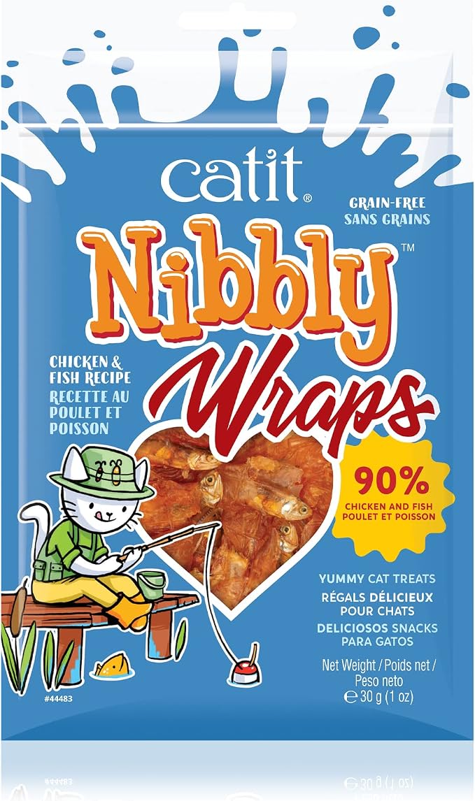 Catit Nibbly Wraps, Grain-Free Cat Treat, Chicken & Fish Recipe, 1.06 oz.