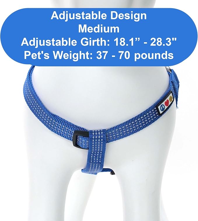 Pawtitas Reflective Step-in Dog Harness – Adjustable No-Pull Vest for Puppies to Seniors, Safe & Comfortable, M Blue