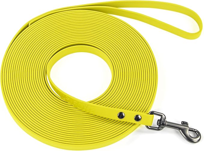 WOLFONE Waterproof PVC Dog Leash Long Training Lead 17FT Heavy Duty Tangle-Free Nylon Core Easy Clean Rubber Coated Leash for Small Medium Large Dogs Outdoor Training