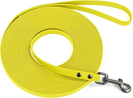 WOLFONE Waterproof PVC Dog Leash Long Training Lead 33FT Heavy Duty Tangle-Free Nylon Core Easy Clean Rubber Coated Leash for Small Medium Large Dogs Outdoor Training