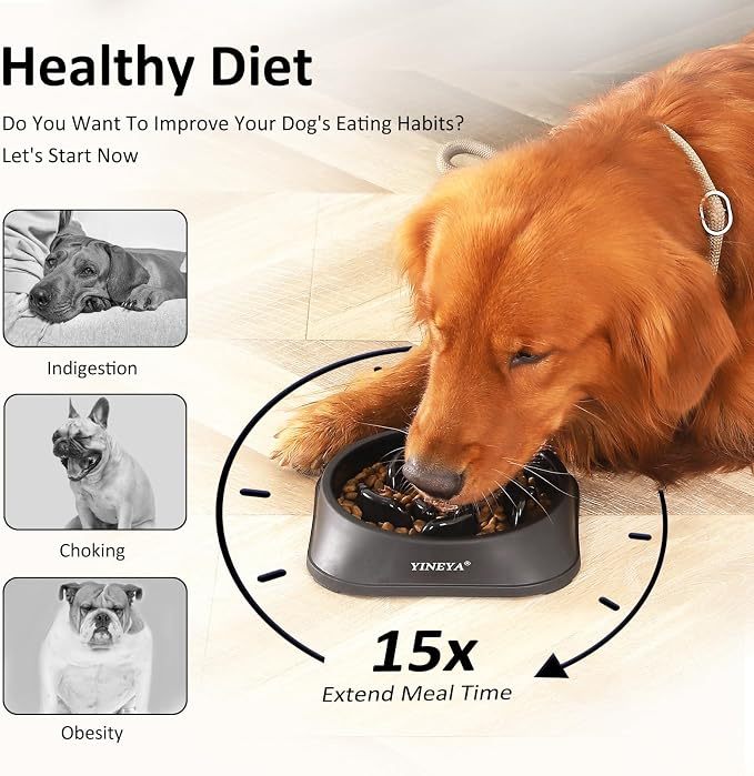 YINEYA Slow Feeder Dog Bowls, Pet Supplies that Slow Down Eating, Pet Food Bowls, Maze Dog Puzzle Feeder for Medium Breed