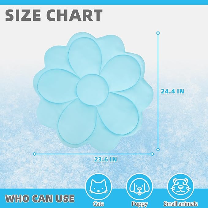 KOOLTAIL Cat Cooling Mat, Upgraded Two Sided Cooling Pad for Dogs Cats Puppy, Soft Summer Pet Sleeping Blanket Kennel to Keeping Cool, Washable Dog Mats for Crate Sofa Bed Outdoor Indoor, Flower Blue