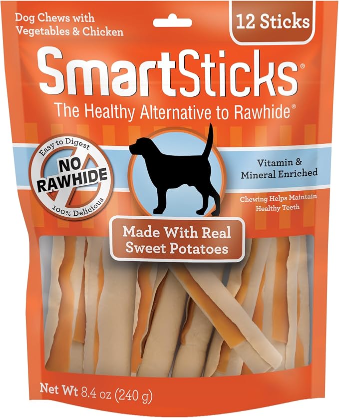 SmartBones SmartSticks With Real Sweet Potato, Rawhide-Free Chews For Dogs, 12 Count