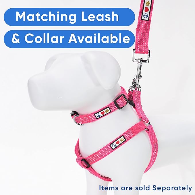 Pawtitas Reflective Step-in Dog Harness – Adjustable No-Pull Vest for Puppies to Seniors, Safe & Comfortable, S Pink