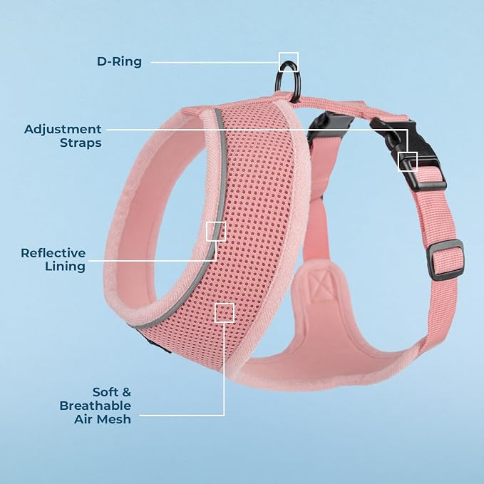 Best Pet Supplies Voyager Aerolite Over the Head Dog Harness, No Pull Breathable Air Mesh Vest, Quick Dry with Reflective Stitching, Adjustable Escape Resistant Harness - Pink, Medium