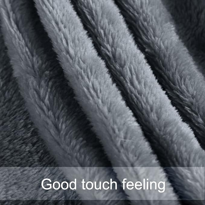 uxcell Flannel Fleece Blanket Queen Size - Soft Lightweight Plush Microfiber Bed Blanket for Sofa or Couch, Machine Washable Blankets Fleeces, Dark Gray 78x90 Inch