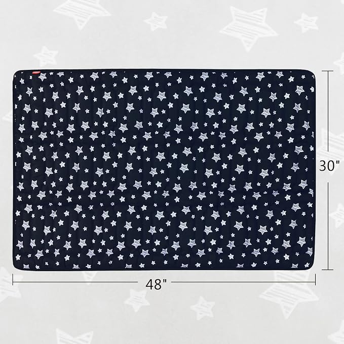 Dog Crate Mat (48" X 30"), Soft Dog Bed Mat with Cute Prints, Personalized Crate Pad, Anti-Slip Bottom, Machine Washable Kennel Pad, Black
