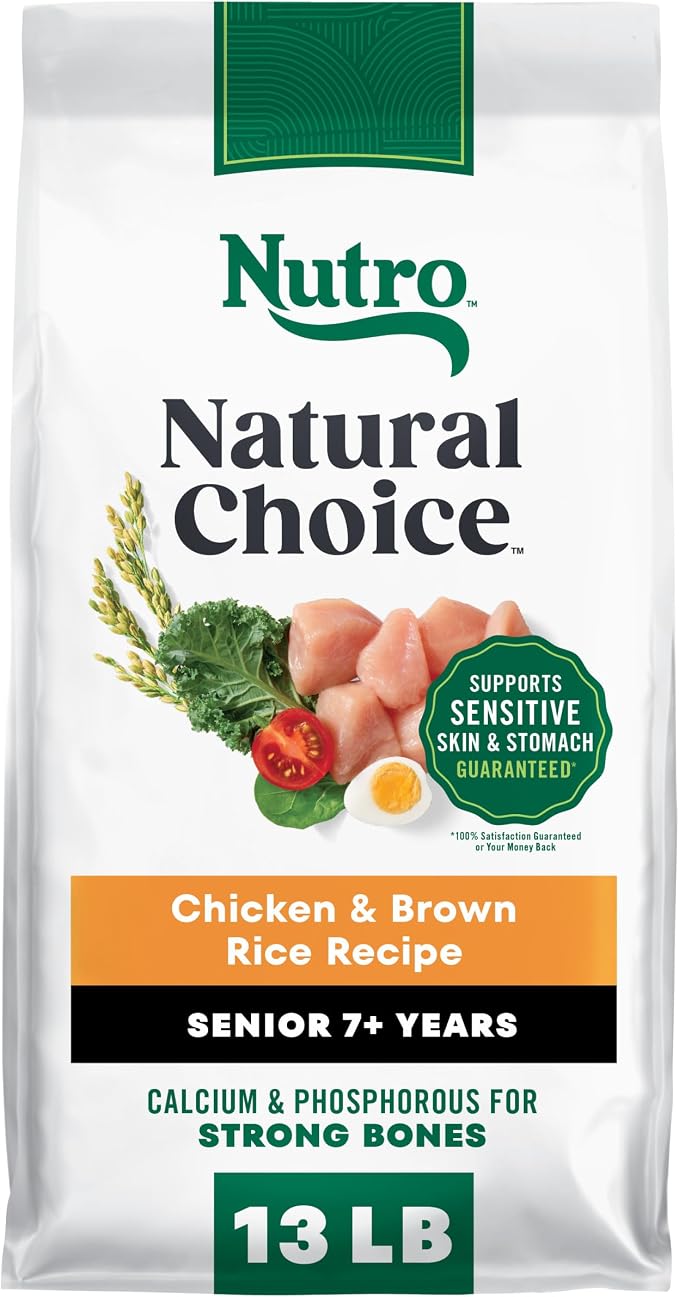 Nutro Natural Choice Senior Dog Food Dry Recipe, Chicken and Brown Rice Recipe, Dry Dog Food, 13 lb. Bag