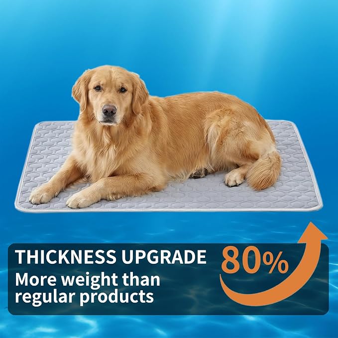 HAOMAIJIA Pet Cooling Mat for Dogs Thick Soft Washable Dog Cooling Mat Indoor Upgrade Waterproof Non-Slip Self Cooling Pad for Dog and Cat (Grey, 19'' x 30'' Medium)