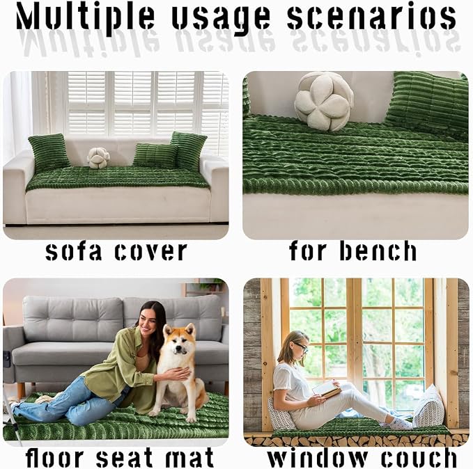 Mitid Sofa Cover Fuzzy Couch Cover for Pet, Couch Covers for Dogs Washable Non-Slip Sofa Slipcover Cushion Protector Pets Friendly Mat