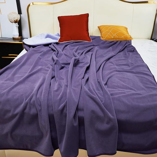 Ahinahwap Waterproof Blanket for Bed Couch Sofa, 60"x80" Reversible & Washable, Waterproof Blanket Queen Size, Water Resistant Twin Bed Blankets, Leakproof (Deep Purple/Light Purple)