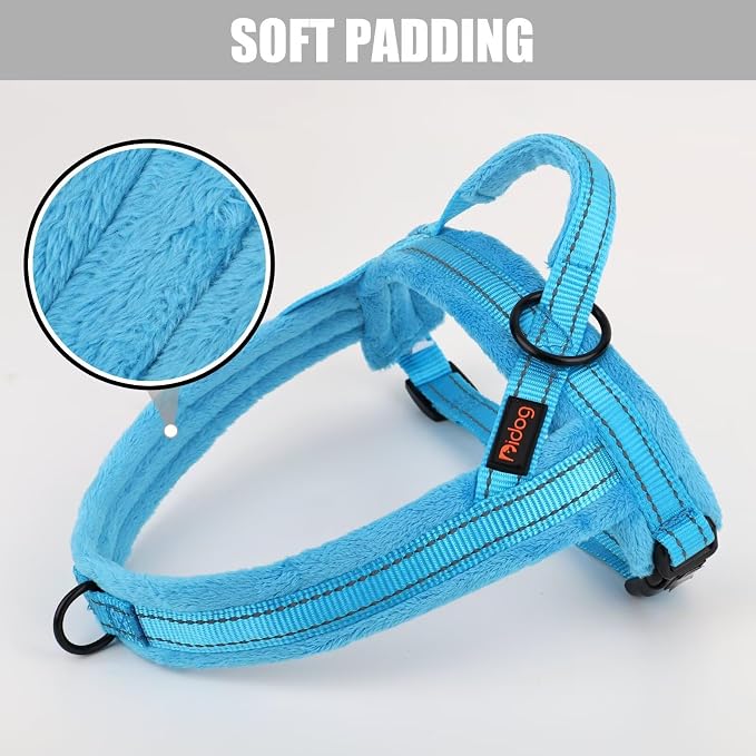 Didog Soft Flannel Padded Dog Vest Harness, No Pull/Quick Fit Reflective Dog Strap Harness, Easy for Training Walking (XS:Chest 15-18", Blue)