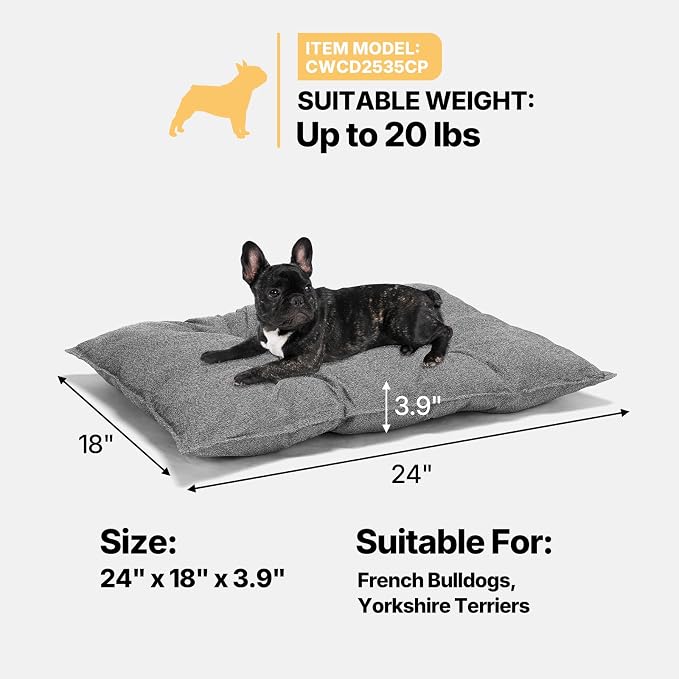 Veehoo Indestructible Dog Bed for Crate, Chew Proof Dog Crate Pad with Reinforced Corners, Small Washable Chew Resistant Pet Mat for Kennel, 24" x 18"