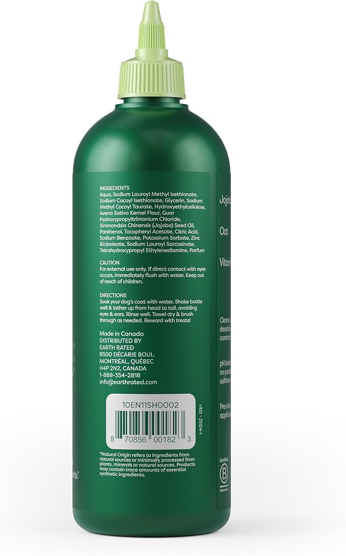 Earth Rated Deshedding Dog Shampoo, Hypoallergenic 3-in-1, Shampoo & Conditioner for Dogs & Puppies, Deodorizing, 98.5% Natural Origin Ingredients, 16 oz