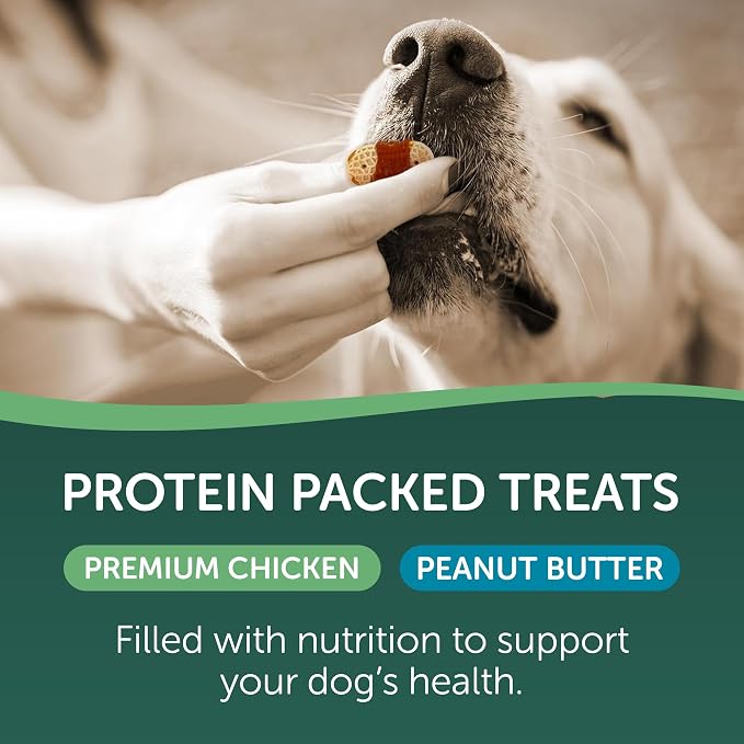 HEALTHFULS Chicken & Peanut Butter Healthy Dog Treats – High-Protein, Low-Fat, Biscuit Wraps with Real Peanut Butter – 16 oz